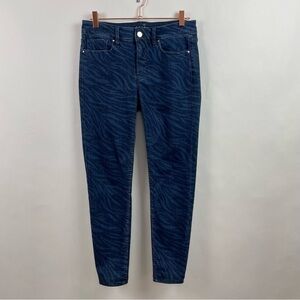 White House Black Market‎ The Skinny Jean Blue & Black Zebra Print Size 4